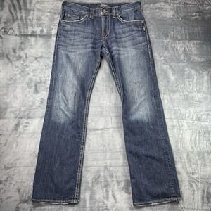 Silver Zac Jeans Mens 33x34 Fits 34x34 Dark Blue Denim Relaxed Fit Heavy Stitch